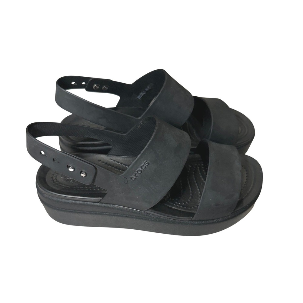 Crocs Brooklyn Low Wedge Sandals Black LiteRide Platform Comfort Women 7